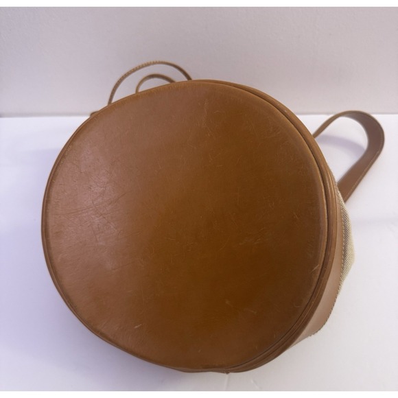 Vintage Polo Ralph Lauren Leather Canvas Bucket Shoulder Bag Travel Backpack - Picture 8 of 12